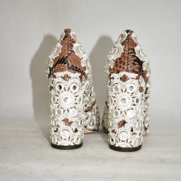 $400 TORY BURCH FRANCESCA SUEDE EMBROIDERED POINTY PUMP COFFEE 5.5 (MG18.5) - Picture 7 of 10